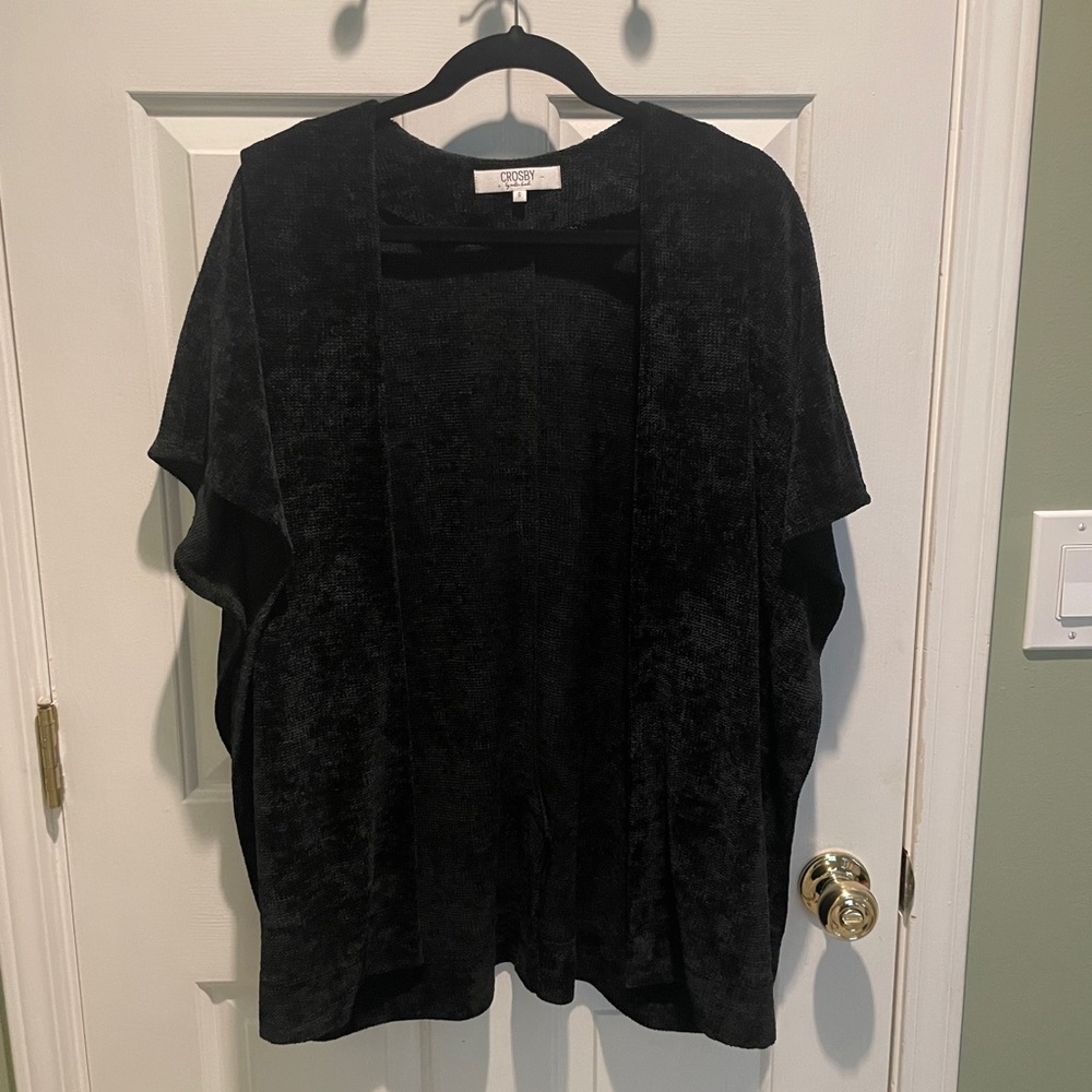 Crosby by Mollie Burch Chenille Black Open Cardigan - Small